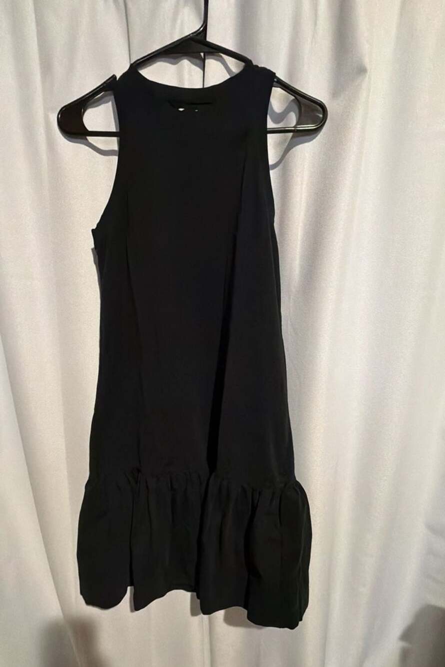 Madewell Brightside Ruffle Tank Mini Dress Size XS Black